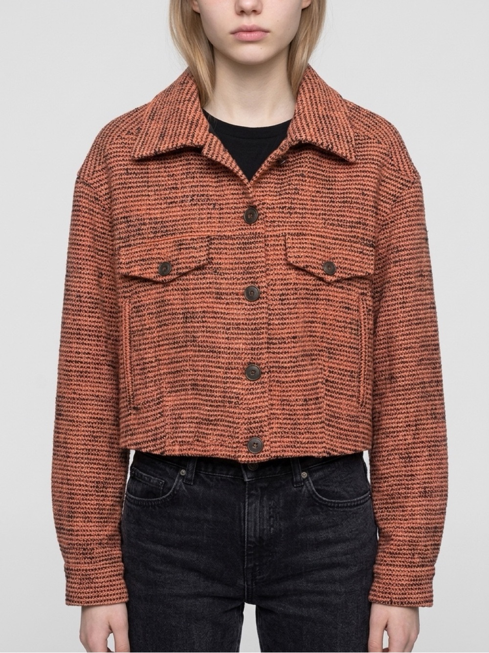 Iro Tweed Bomber Cropped Jacket